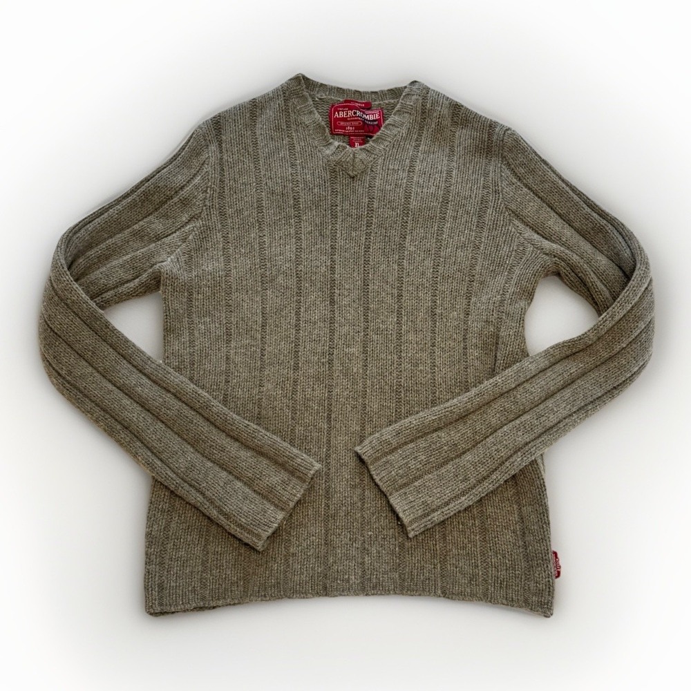 VTG Abercrombie & Fitch Wool Sweater Muscle Fit-Large Chunky Grunge-Y2K Cabin‎